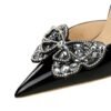 BIG TREE SHOES 638-H23 European and American Banquet Super High Heel Banquet Women's Shoes Patent Leather Stilettos Shallow Mouth Pointed Toe Rhinestone Bow Pumps