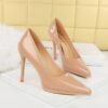 BIGTREE SHOES 3255-1 High Heels Stiletto Super High Heels Waterproof Platform Patent Leather Shallow Pointed Toe Single Shoes for Women