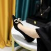 BIGTREE SHOES 237-K79 Korean Style Banquet Women's Shoes Mid Heel Thick Suede Shallow Mouth Pointed-Toe Metal Rhinestone Pearl Buckle Pumps Women