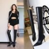 BIG TREE SHOES 315-a16 European and American Fashion Thinner Simple Boots Stiletto Heel Pointed Toe Leg Trimming over the Knee Length