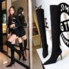 315-A9Long boots knee boots thin high heels boots plush warmth-Bigtree shoes