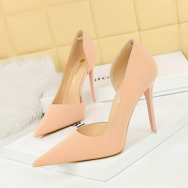 big tree shoes 1298-8 European and American Simple Banquet High Heels Stiletto Low-Cut Pointed Side Hollow Retro Litchi Pattern High Heel Pumps