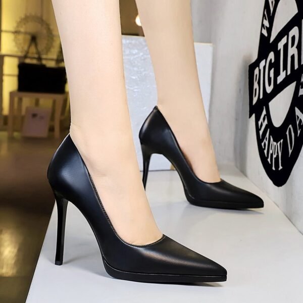 b6cabf95b18c13185c565aecabd368a5 BIGTREE SHOES 3255-13 Women's Shoes Stiletto Super High Heels Shallow Pointed Toe Waterproof Platform Single Shoes