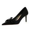 Bigtree shoes 18249-ah33 Korean style banquet women's shoes high heels stiletto low-cut pointed toe satin bow pumps wedding shoes