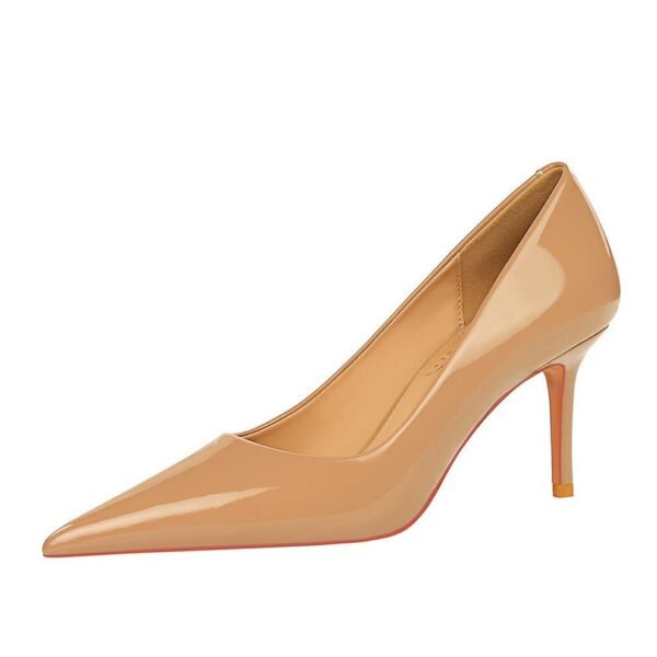 BIGTREE SHOES 7236 European and American Style Fashionable Simple Glossy Patent Leather Women's Shoes High Heel Stiletto Low-Cut Pointed Thin High Heel Shoes