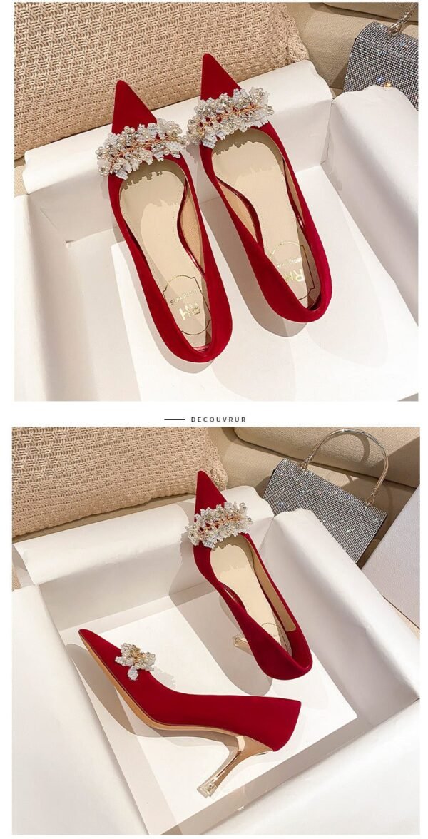 Runnig heels C888-7 Pointed Toe Stiletto Wedding Shoes Bridal Shoes Bridesmaid High-Grade Stiletto Heels