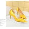1363-A2 Korean fashion slim banquet fine heel high heel shallow pointed side hollow patent leather women's shoes single shoes high