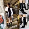 BIG TREE SHOES 315-13 European and American Fashion Thinner Shiny Patent Leather Stretch Slimming Pointed Ankle Boots Winter Skinny Boots