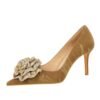 Bigtree shoes 18249-ah55 Korean style fashion banquet high heels floral women's shoes stiletto low-cut pointed toe flower shoes high heel