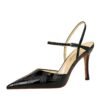 221-6 European and American Thinner Stiletto Heel Embroidery Thread Patent Leather Low-Cut Pointed Toe Hollow-out Strap Sandals