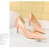 1363-A2 Korean fashion slim banquet fine heel high heel shallow pointed side hollow patent leather women's shoes single shoes high