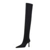 BIGTREE SHOES 365-9 European and American Style Banquet  Thinner Boots Super High Heel Pointed Elastic Lycra over-the-Knee Boots