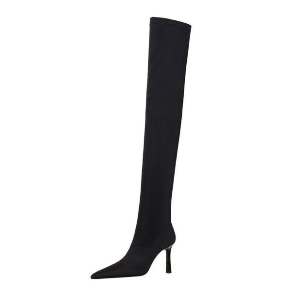 BIGTREE SHOES 365-9 European and American Style Banquet  Thinner Boots Super High Heel Pointed Elastic Lycra over-the-Knee Boots