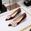 BIGTREE SHOES 237-H57 Korean Style Banquet Delicate Slimming Spring and Autumn Sweet Women's Shoes Mid-Heel Low-Cut Pointed-Toe Colorblock Flower Shoes