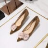 BIGTREE SHOES 237-H57 Korean Style Banquet Delicate Slimming Spring and Autumn Sweet Women's Shoes Mid-Heel Low-Cut Pointed-Toe Colorblock Flower Shoes