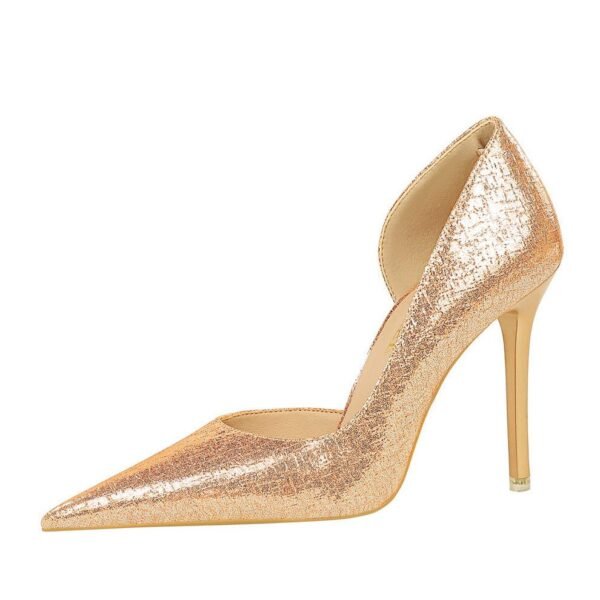 BIG TREE SHOES 6283-1 Korean Fashion High Heels Women's Shoes Stiletto Heel Shallow Mouth Pointed Toe Side Hollow Banquet Shoes High Heel