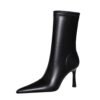 big tree shoes 325-12 European and American Style Simple Stiletto Heel Banquet Women's Short Boots Pointed Toe Pedicure Thinner-Looked High Heel Ankle Boots