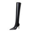 BIG TREE SHOES 315-a16 European and American Fashion Thinner Simple Boots Stiletto Heel Pointed Toe Leg Trimming over the Knee Length