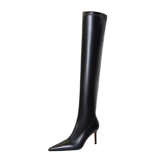 BIG TREE SHOES 315-a16 European and American Fashion Thinner Simple Boots Stiletto Heel Pointed Toe Leg Trimming over the Knee Length