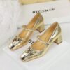 Bigtree Shoes 5288-16 Vintage Fashionable Chunky Heel Mid-Heel Low-Cut Square Toe Rhinestone Pearl Ankle-Strap Shoes Mary Jane Women's Shoes