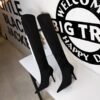 c277dbb3ff8fce37b1cc843583426dc6-1 BIG TREE SHOES 9822-2 European and American Style Simple Winter Boots Wine Glass Heel High Heel Pointed Toe Suede Slimming over-the-Knee Boots