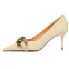 7239-A1 European and American fashion banquet women's shoes fine heel high heel shallow pointed metal buckle single shoes high heels