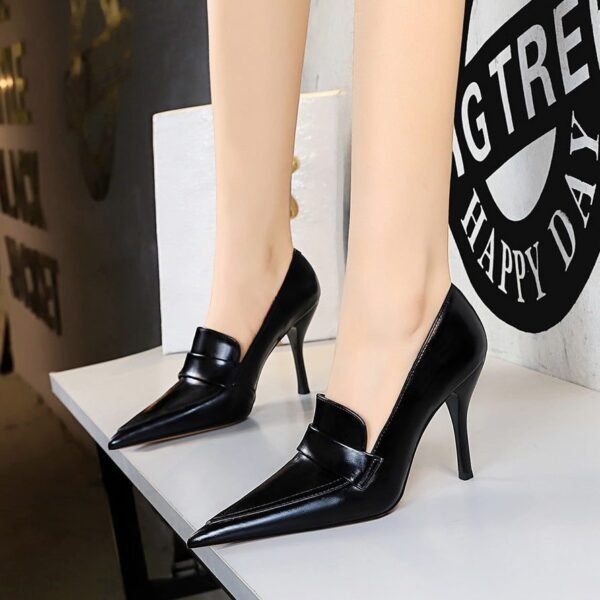 big tree shoes 958-1 Retro European American Style Women's Shoes Stiletto Heel Pointed Toe High-Cut Shoes High Heels Pedicure Slimming Deep Mouth Pumps