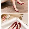 Runnig heels Runnig heels 818-10 Pointed High Heels Women's Stiletto Heel Red Wedding Shoes Bridal Shoes 32-Size 43