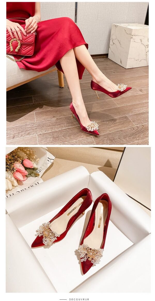 Runnig heels Runnig heels 818-10 Pointed High Heels Women's Stiletto Heel Red Wedding Shoes Bridal Shoes 32-Size 43