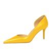 1363-A2 Korean fashion slim banquet fine heel high heel shallow pointed side hollow patent leather women's shoes single shoes high