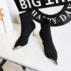 Bigtree Shoes 319-12 European and American Style Fashion Banquet Women's Boots Short Tube Stiletto Heel Metal Pointed Toe Pedicure Slimming Suede Short Boots
