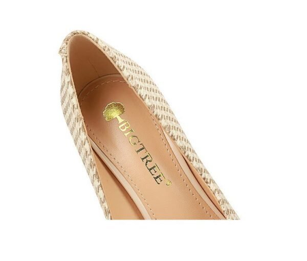 ca7927ff68de358b8db3040bb31bd8b0 9283-A1 European and American thin-heeled high-heeled shallow-pointed cloth plaid houndstooth metal chain pearl shoes