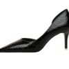 2928-1 European and American style fine-heeled high-heeled shallow pointed side hollow retro metal stone pattern shoes