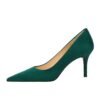 BIGTREE SHOES 7236-8 European and American Fashionable Simple Pedicure Slimming Women's Shoes Stiletto High Heel Low-Cut Pointed Suede Single-Layer Shoes High Heels