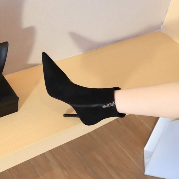 BIG TREE SHOES 1619-1 European and American Style Fashion Thinner Suede Side Zipper Pointed Toe Winter Short Female Boots Ankle Boots