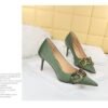 7239-A1 European and American fashion banquet women's shoes fine heel high heel shallow pointed metal buckle single shoes high heels
