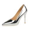 cf39e363b1cba53523ff6c4e5645fcfa BIGTREE SHOES 3255-11 European and American Style Banquet High Heels Women's Shoes Shallow Mouth Pointed Toe Metal Stiletto Ultra High Heels Waterproof Platform Single Shoes