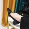 BIGTREE SHOES 1235-K56 European and American Style Business Ol Women's Shoes Shallow Mouth Square Toe Metal Buckle Chunky Heel Mid Heel Commuter Shoes Women