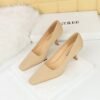 BIG TREE SHOES 6183-2 European and American Style Simple Stiletto Heel Satin Low-Cut Square Toe Women's Shoes Business OL All-Matching High Heels Pumps