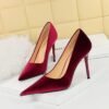 Bigtree Shoes 3739-5 European and American Fashion Minimalist Thick Suede Banquet High Heels Women's Shoes Stiletto Heel Low-Cut Pointed-Toe Shoes