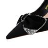 Bigtree Shoes 18249-Ah31 European and American Style Fashion High Heels Stiletto Heel Banquet Women's Shoes Shallow Mouth Pointed Rhinestone Bow Single Shoes