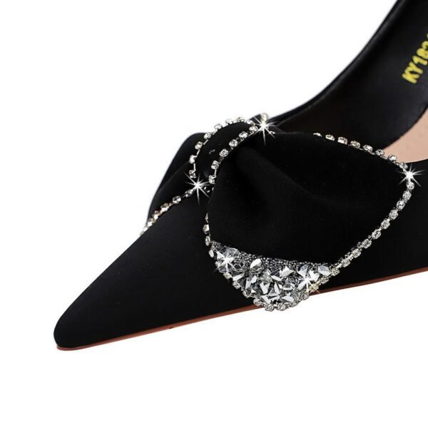 Bigtree Shoes 18249-Ah31 European and American Style Fashion High Heels Stiletto Heel Banquet Women's Shoes Shallow Mouth Pointed Rhinestone Bow Single Shoes