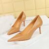 Bigtree Shoes 1198-A18 Retro European American Style Stone Pattern Patent Leather Women's Shoes High Heel Low-Cut Pointed Toe Banquet Shoes Women's High Heels