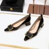 d549f9571a8439d99c5b032b5b6bfd06 BIGTREE SHOES 1235-K57 European and American Commuters' Women's Shoes Mid Heel Chunky Heel Patent Leather Low-Cut Square Toe Metal Buckle Decoration Spring and Autumn Single-Layer Shoes