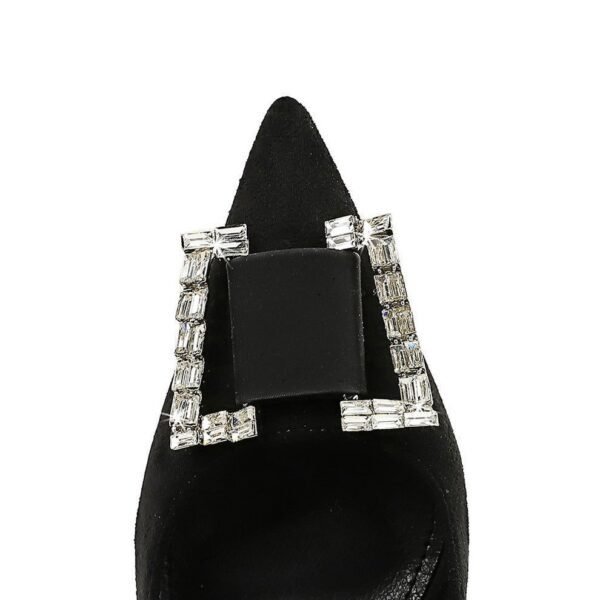 d82c96d72241afa71e58a60c0865ec90 BIGTREE SHOES 9511-K73 Banquet High Heels Stiletto Heel European and American Style Women's Shoes Suede Shallow Mouth Pointed-Toe Metal Rhinestone Buckle Pumps Women