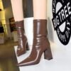 BIG TREE SHOES 318-12 European and American Fashion Thinner Thick Heel Super High Heel Pointed Toe Winter Short Boots Female Boots Ankle Boots