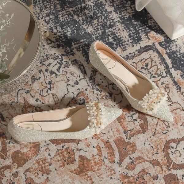 229-7 French Pointed Flat Low Heel High-Grade Wedding Shoes Bridesmaid Shoes Wedding Dress Two-Way Wear