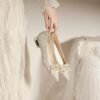 229-7 French Pointed Flat Low Heel High-Grade Wedding Shoes Bridesmaid Shoes Wedding Dress Two-Way Wear