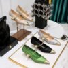 BIGTREE SHOES 237-23 National Style Women's Shoes Stiletto Heel Metal Heel Mid Heel Patchwork Assorted Colors Pointed Toe Shallow Mouth Strap Pearl Shoes Women