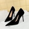 Bigtree Shoes 3739-5 European and American Fashion Minimalist Thick Suede Banquet High Heels Women's Shoes Stiletto Heel Low-Cut Pointed-Toe Shoes